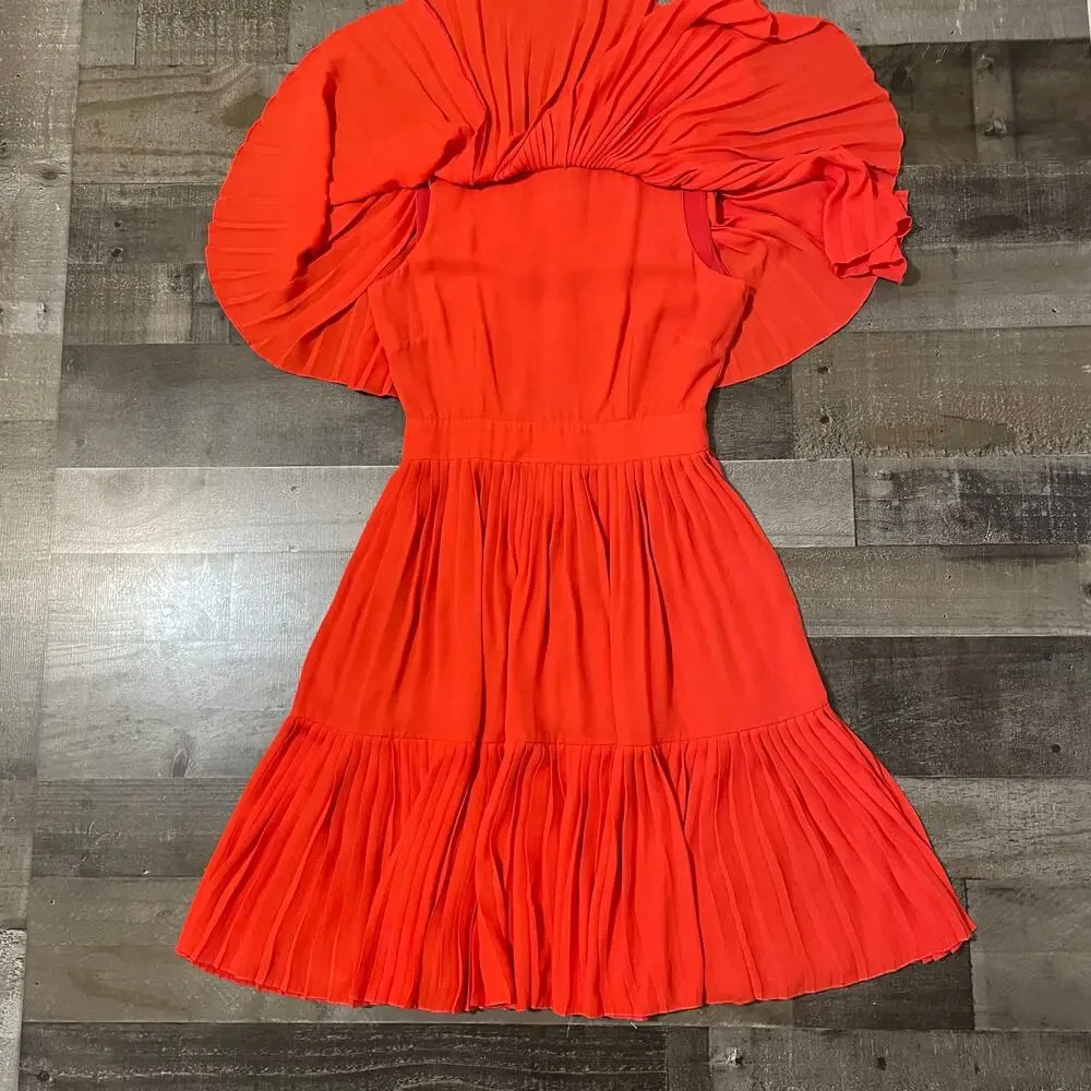 Kate Spade Pleated Plisse Cape Overlay Mini Dress Women’s Size 0 Red